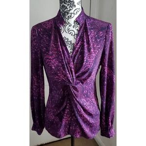 Beautiful silky purple long-sleeve blouse